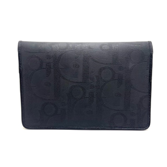 Authentic Christian DIOR Vintage Black PVC x Leather Clutch